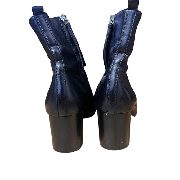 Isabel Marant Booties Size 38 Leather Black Block Heel Minimal Round Toe Boots - Picture 6 of 8